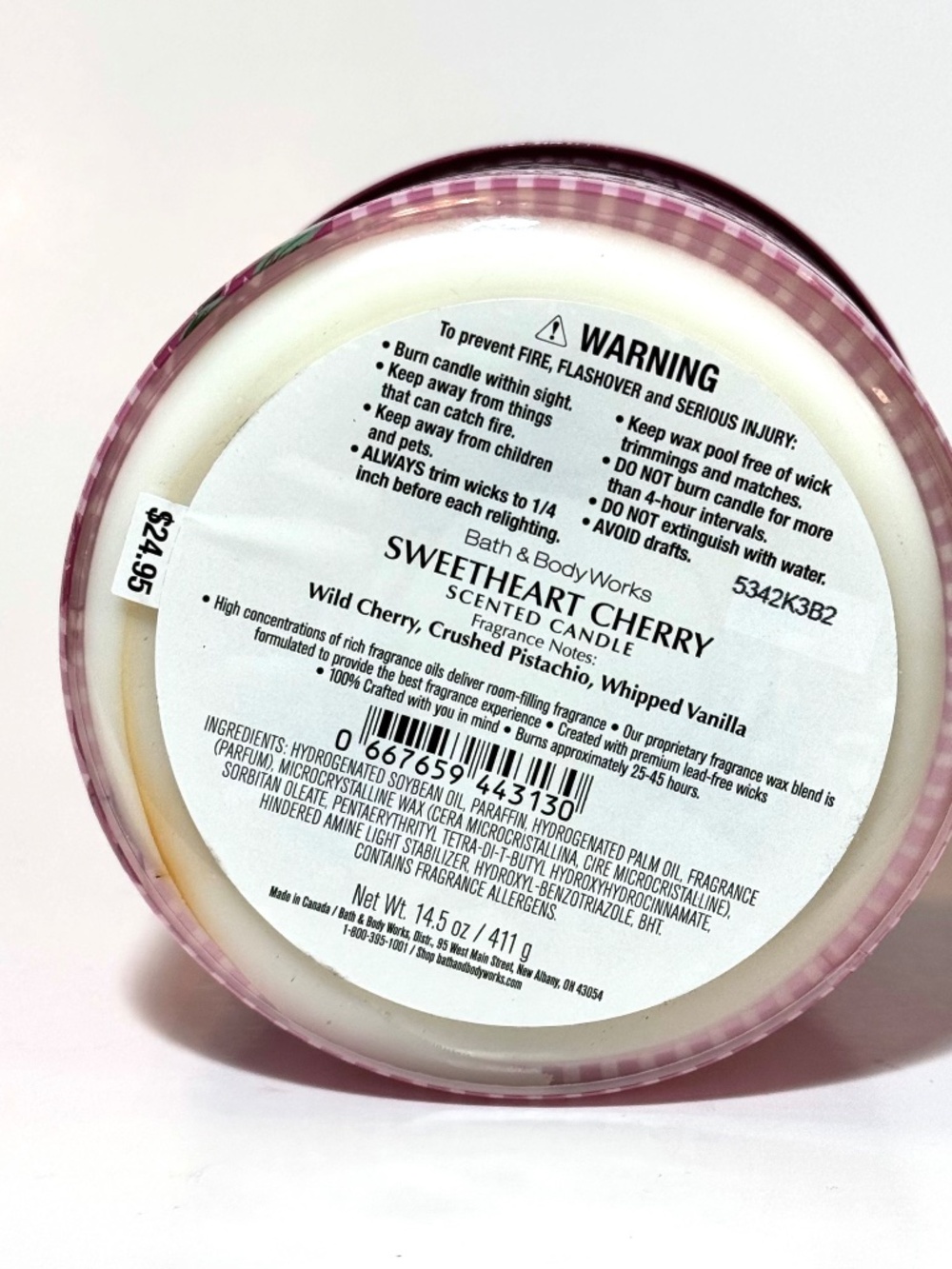 SWEETHEART CHERRY 3 Wick Candle - Picture 3 of 3